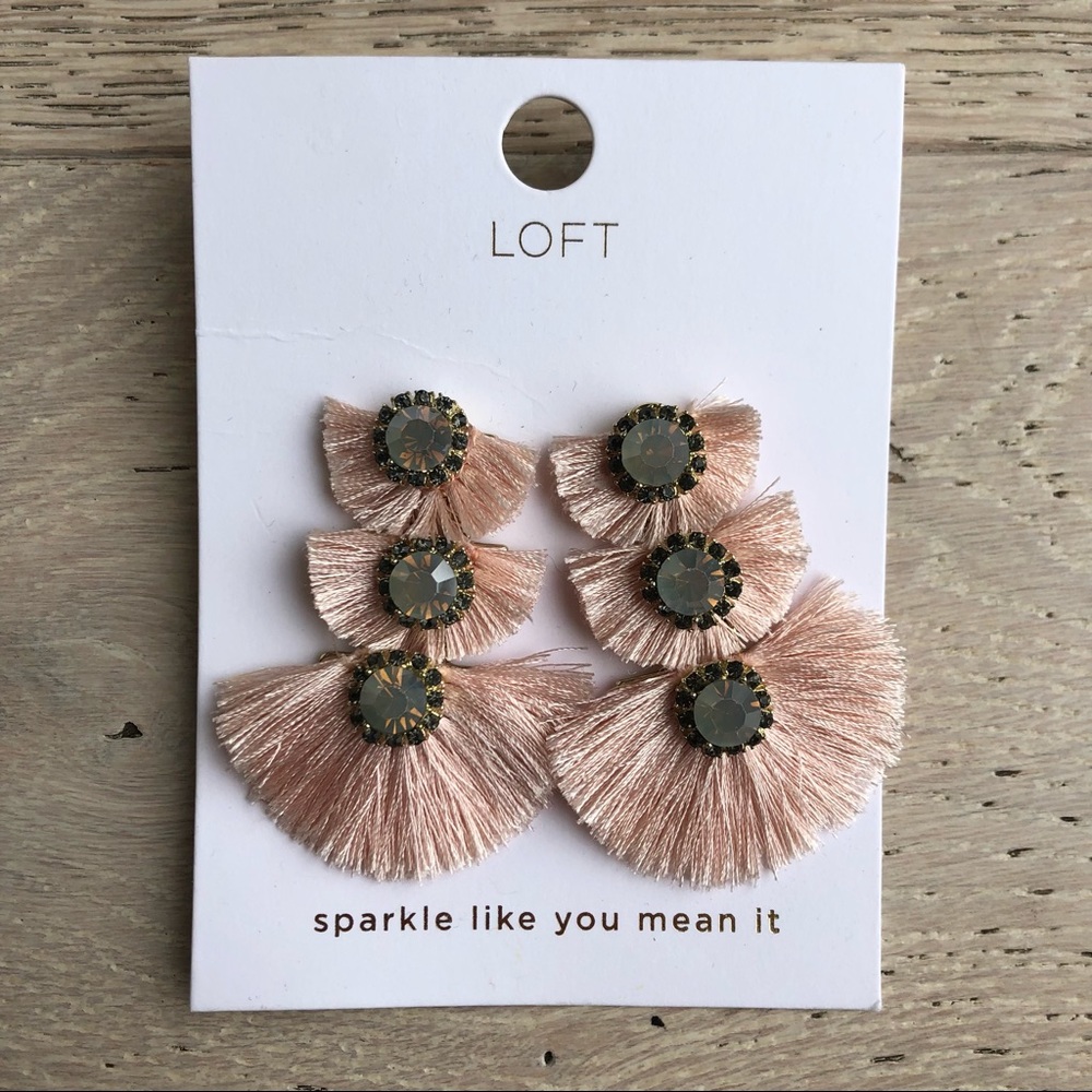 LOFT Triple Fan Drop Crystal Statement Earring